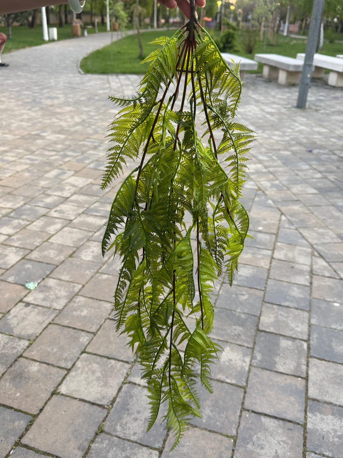 Buchet artificial tip feriga din cauciuc moale, 90 cm, verde, Ruyidecor