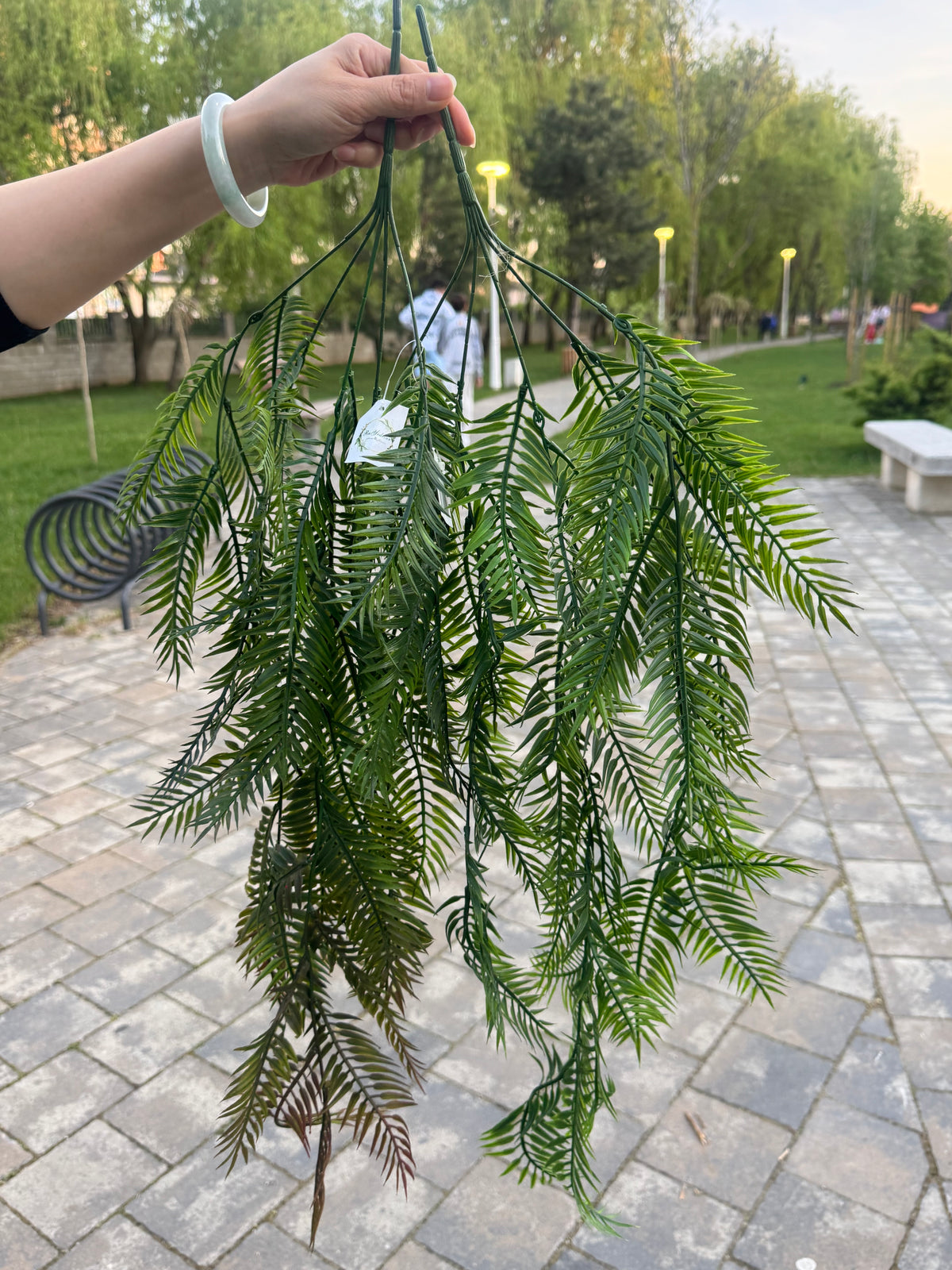 Buchet artificial tip feriga din cauciuc moale, 90 cm, verde, Ruyidecor