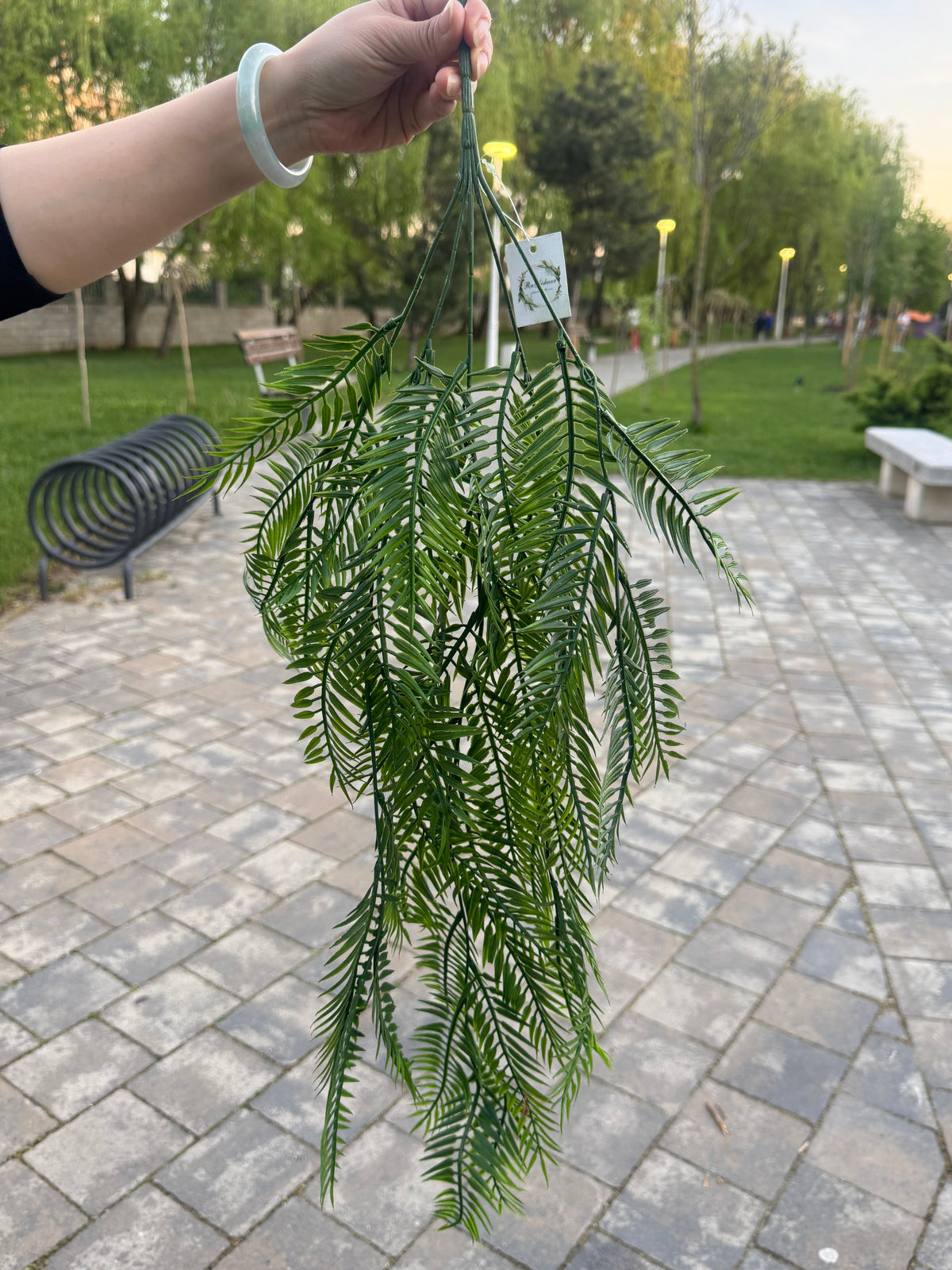 Buchet artificial tip feriga din cauciuc moale, 90 cm, verde, Ruyidecor