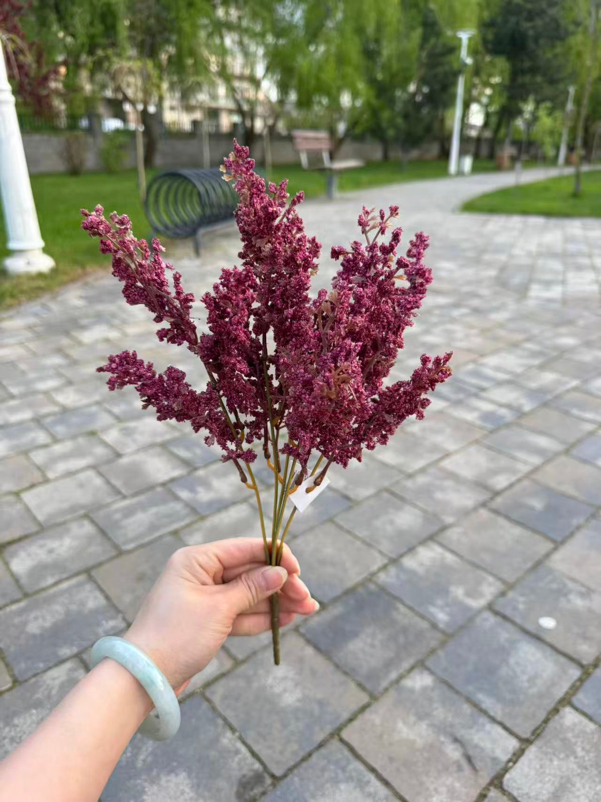 Buchet artificial decorativ cu flori fine, 35 cm, 4 culori, Ruyidecor