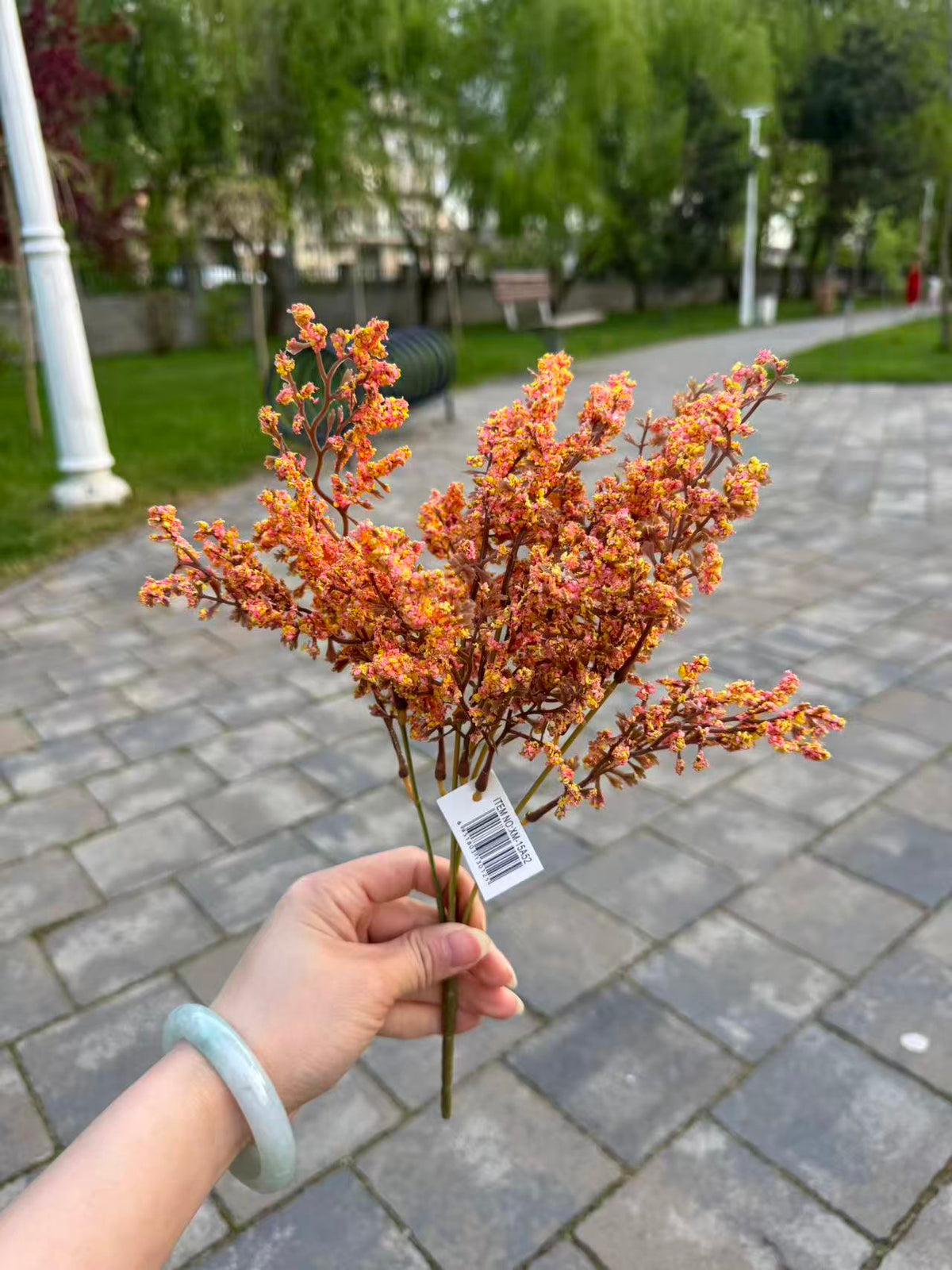 Buchet artificial decorativ cu flori fine, 35 cm, 4 culori, Ruyidecor
