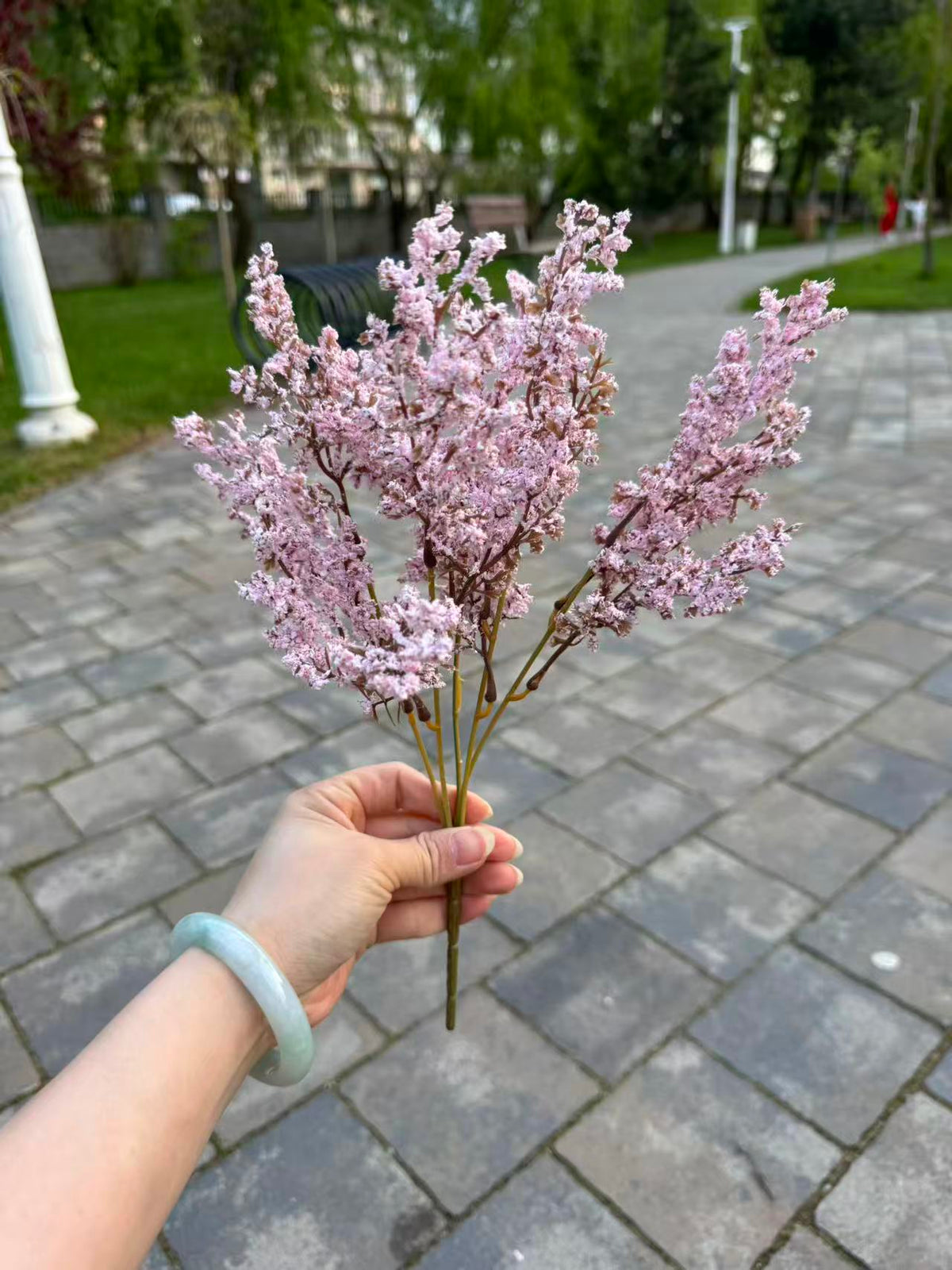 Buchet artificial decorativ cu flori fine, 35 cm, 4 culori, Ruyidecor