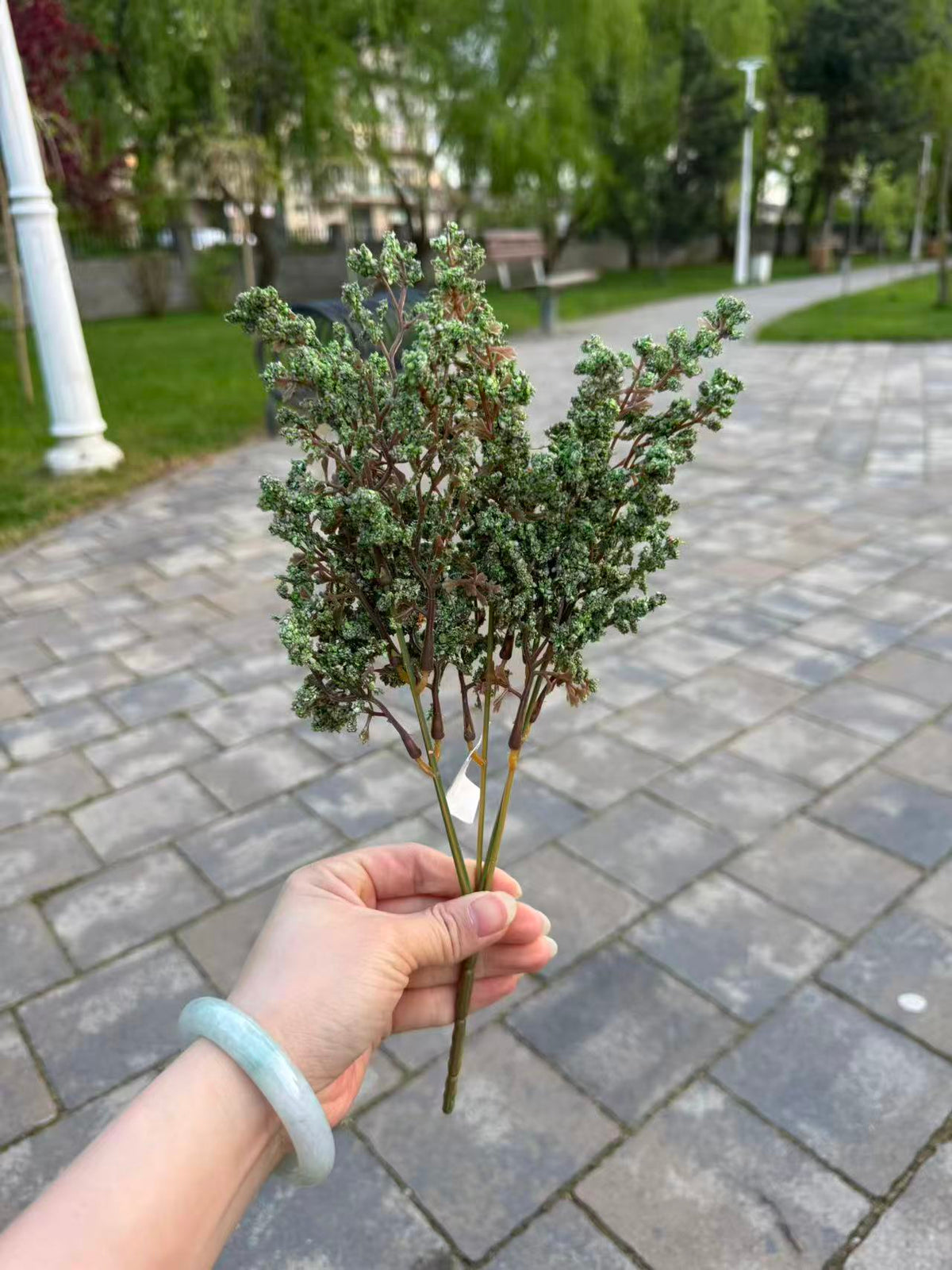 Buchet artificial decorativ cu flori fine, 35 cm, 4 culori, Ruyidecor