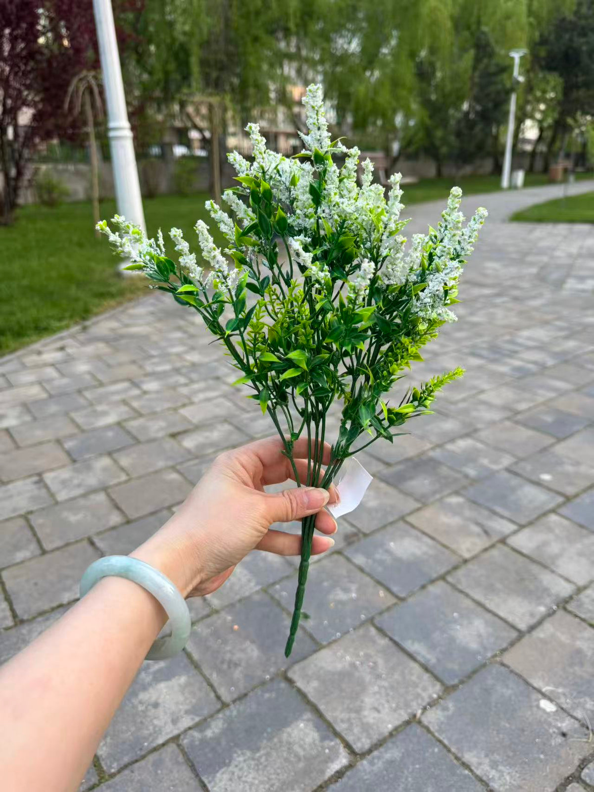 Buchet artificial cu flori mici, 30 cm, albastru, galben sau mov, Ruyidecor
