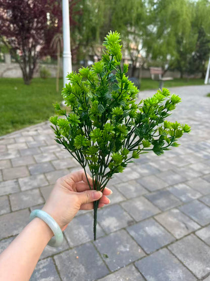 Buchet artificial decorativ cu flori mici, 35 cm, alb sau verde, Ruyidecor