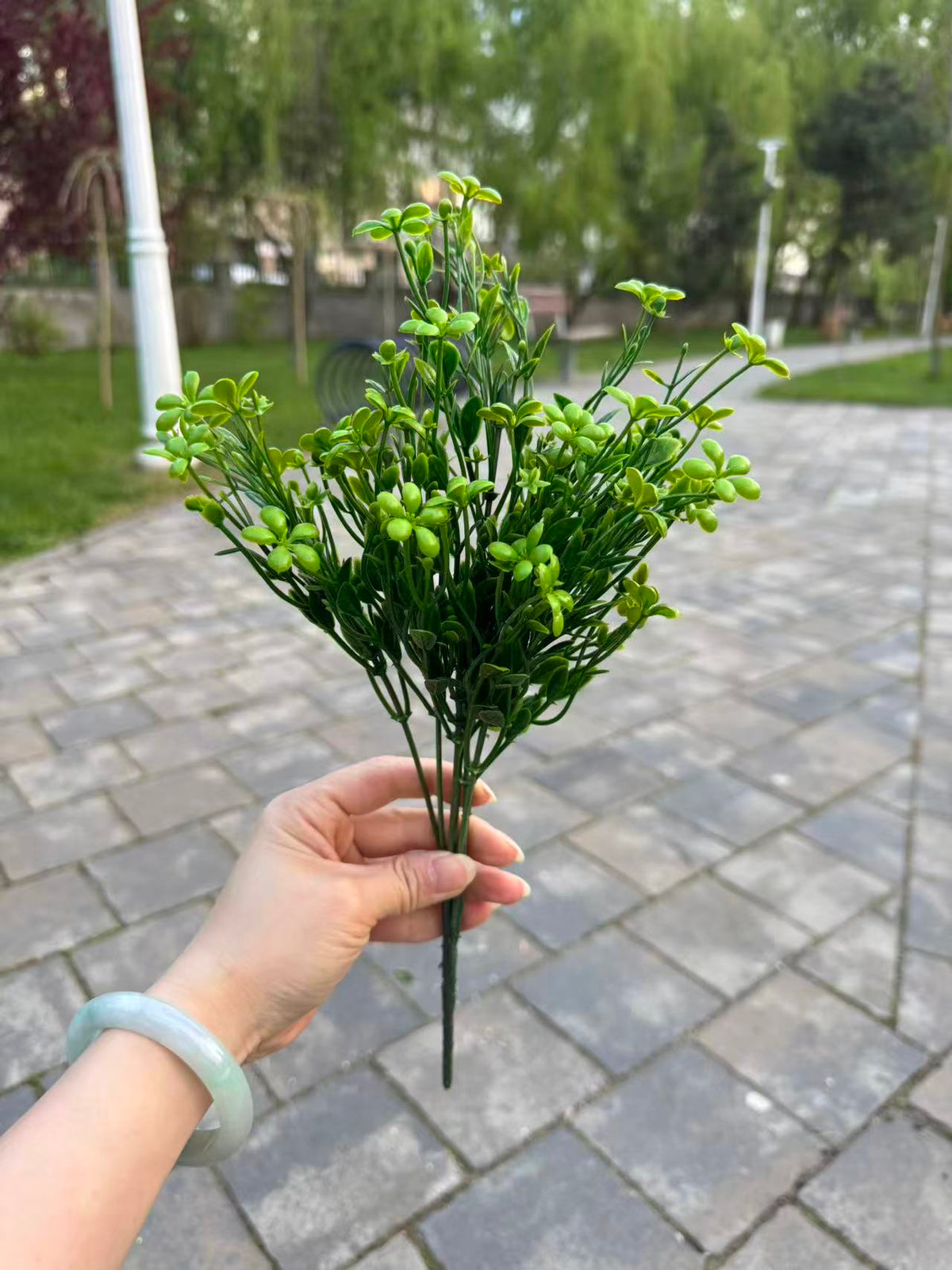 Buchet artificial decorativ cu flori mici, 35 cm, 3 culori, Ruyidecor