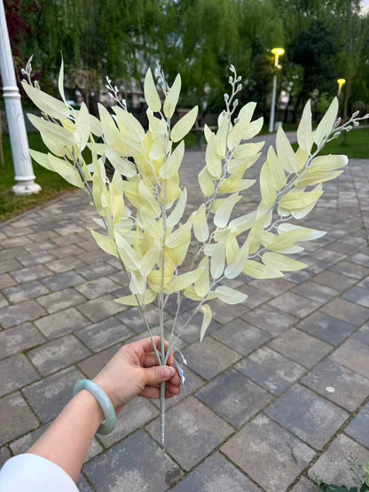 Buchet artificial cu frunze lanceolate si muguri, 45 cm, 3 culori, Ruyidecor