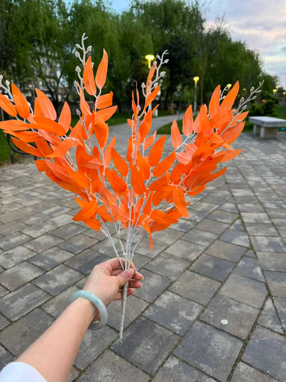 Buchet artificial cu frunze lanceolate si muguri, 45 cm, 3 culori, Ruyidecor