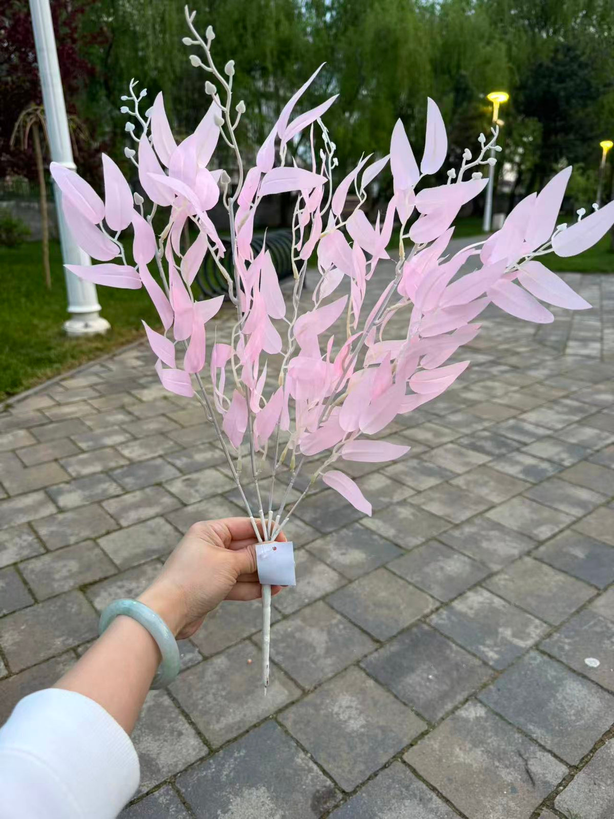 Buchet artificial cu frunze lanceolate si muguri, 45 cm, 3 culori, Ruyidecor