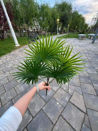 Buchet artificial cu frunze de palmier evantai, 45 cm, Ruyidecor