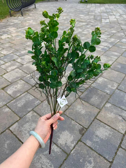 Buchet artificial cu frunze rotunde, 55 cm, verde inchis, Ruyidecor
