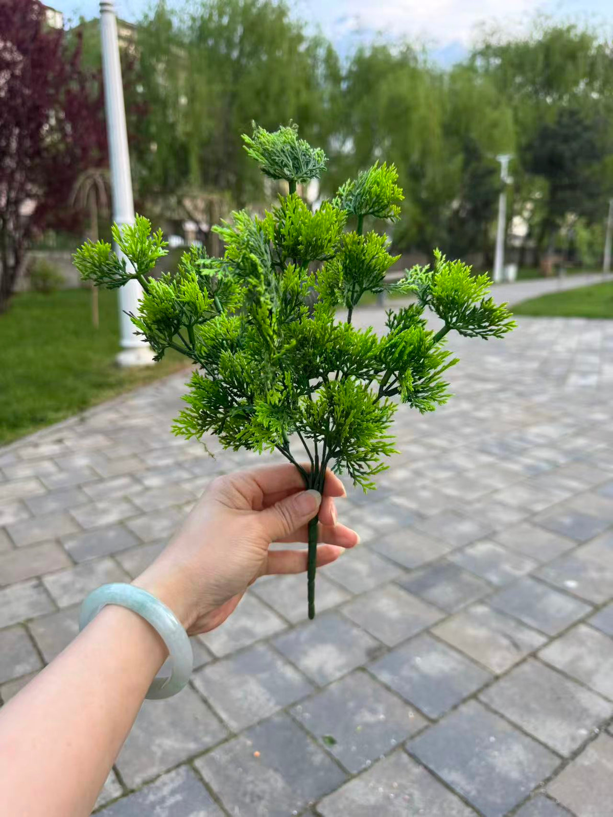 Buchet artificial cu frunze rotunde lucioase, 30 cm, verde, Ruyidecor