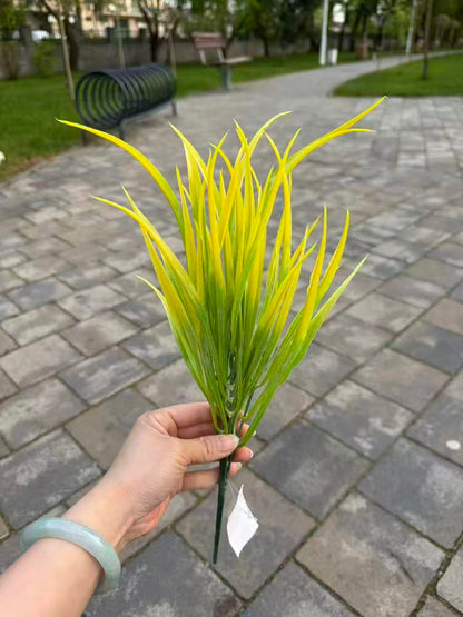 Buchet artificial tip iarba decorativa, 35 cm, verde sau galben-verde, Ruyidecor