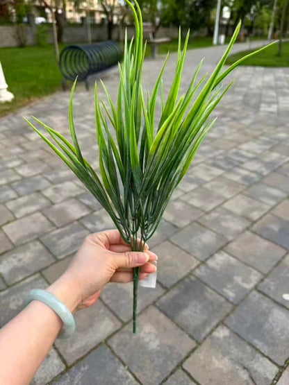 Buchet artificial tip iarba decorativa, 35 cm, verde sau galben-verde, Ruyidecor