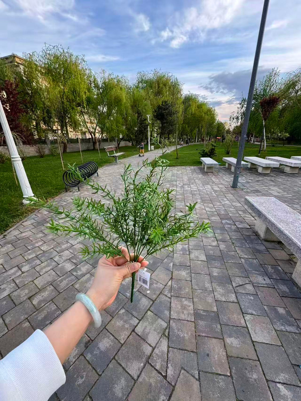 Buchet artificial cu ramuri fine decorative, 35 cm, 3 culori, Ruyidecor