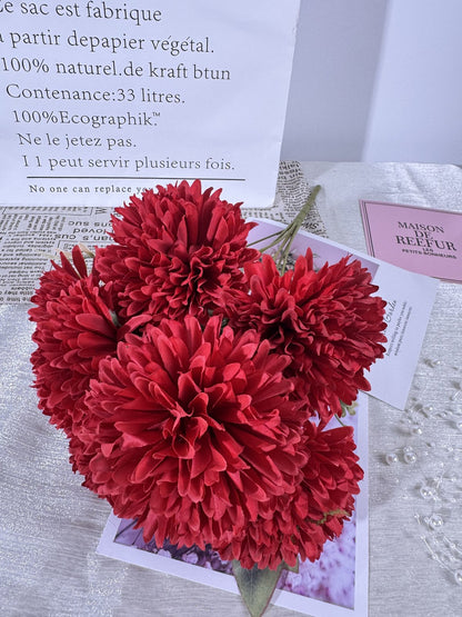 Buchet dalii artificiale, 7 flori, 45 cm, rosu, Ruyidecor