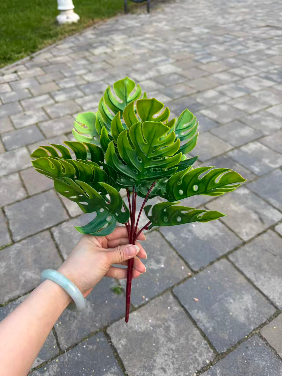 Buchet Monstera artificiala verde oliv, 40 cm, Ruyidecor