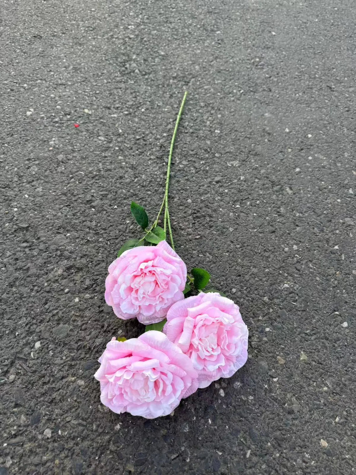 Bujor artificial cu tija, 3 flori, 75 cm, roz, Ruyidecor