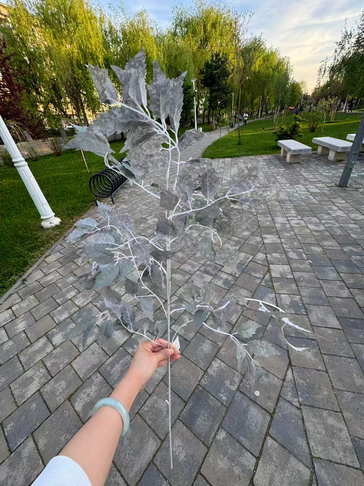 Crenguta artificiala decorativa cu frunze tip artar, 85 cm, 3 culori, Ruyidecor