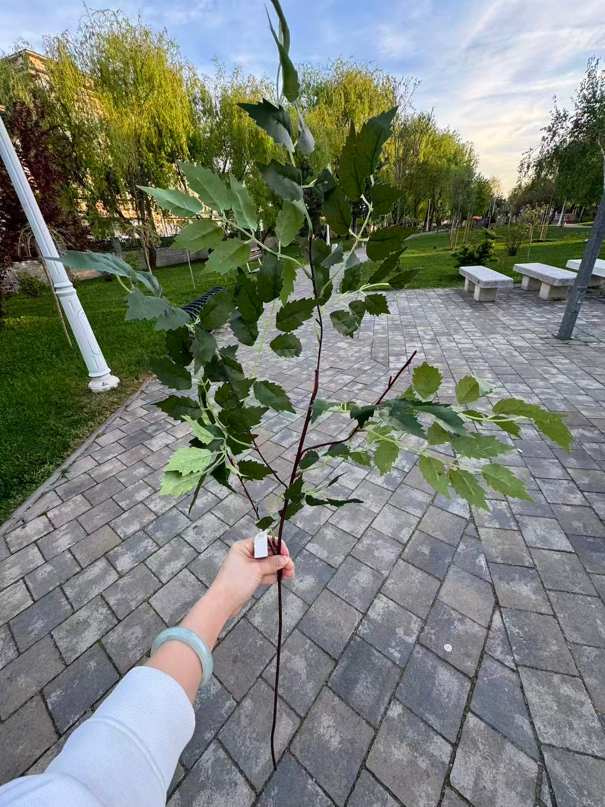 Crenguta artificiala decorativa cu frunze tip artar, 85 cm, 3 culori, Ruyidecor