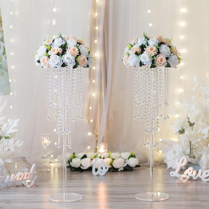 Set 4 suporturi decorative transparente pentru aranjamente florale, înălțimi  60 sau 80 cm (fără flori)