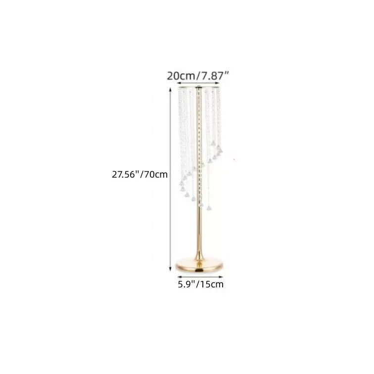 Set 4 suporturi decorative aurii cu cristale suspendate, pentru aranjamente florale elegante, înălțimi 70 cm sau 90 cm (fără flori)
