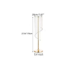 Set 4 suporturi decorative aurii cu cristale suspendate, pentru aranjamente florale elegante, înălțimi 70 cm sau 90 cm (fără flori)