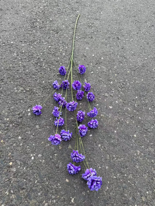 Floare artificiala cu tija, flori pompon, 75 cm, alb-crem, Ruyidecor