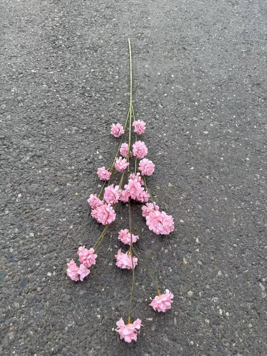 Floare artificiala cu tija, flori pompon, 75 cm, roz pal, Ruyidecor