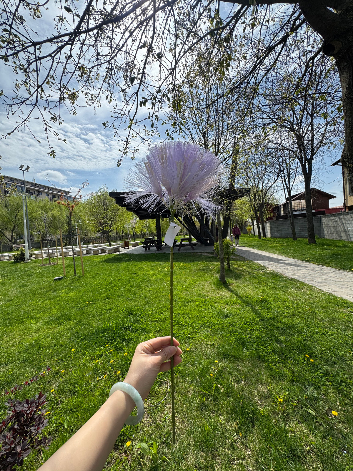 Floare artificiala decorativa tip puf, 75 cm, 6 culori, Ruyidecor