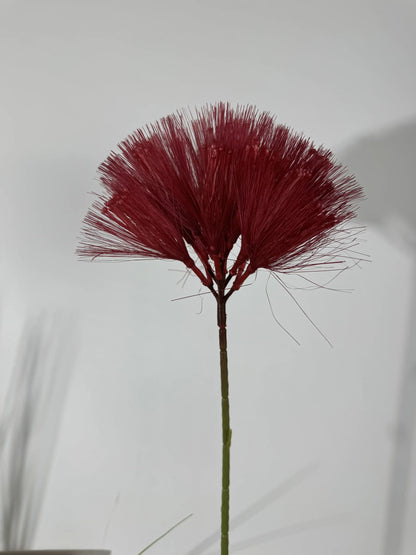 Floare artificiala tip pompon cu tija, 80 cm, bordo, Ruyidecor