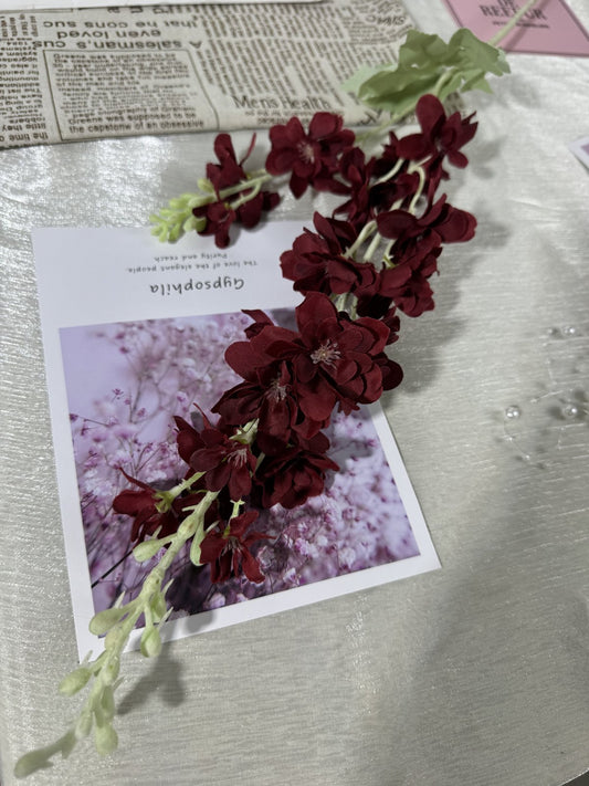 Floare decorativa artificiala cu tija, 75 cm, bordo, Ruyidecor