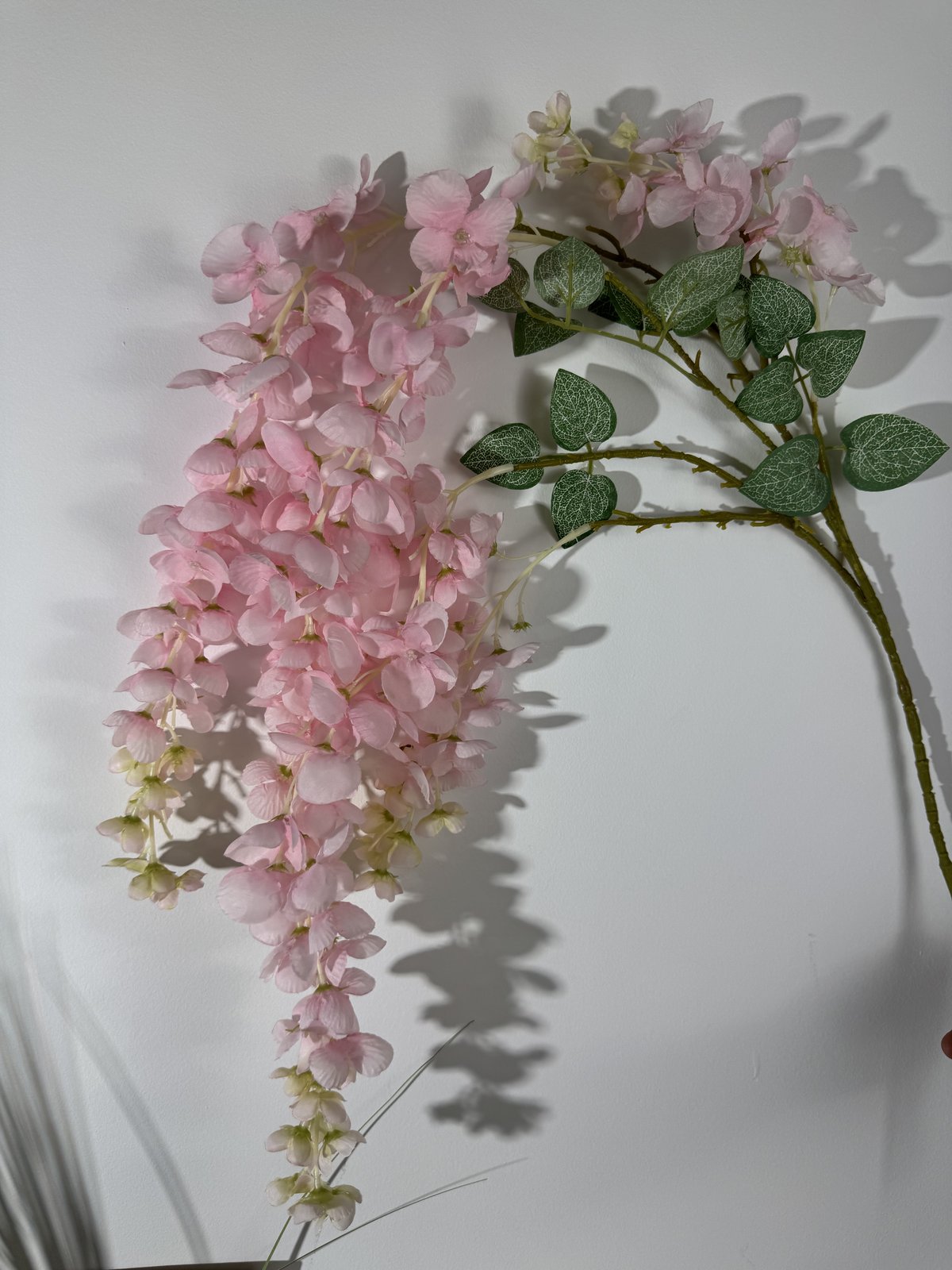 Floare glicina artificiala cu tija, 65 cm, roz pal, Ruyidecor