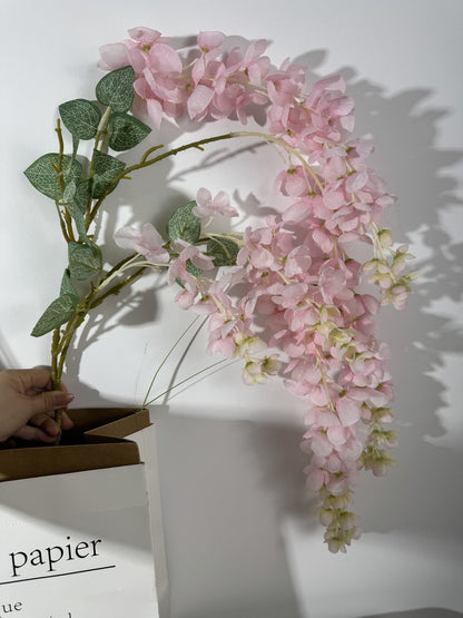Floare glicina artificiala cu tija, 65 cm, roz pal, Ruyidecor