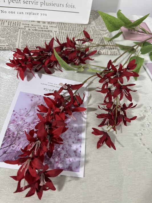 Floare orhidee artificiala cu tija, 85 cm, bordo, Ruyidecor