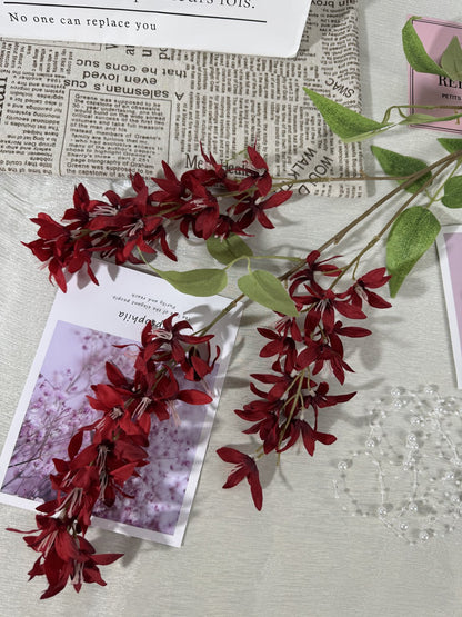 Floare orhidee artificiala cu tija, 85 cm, bordo, Ruyidecor