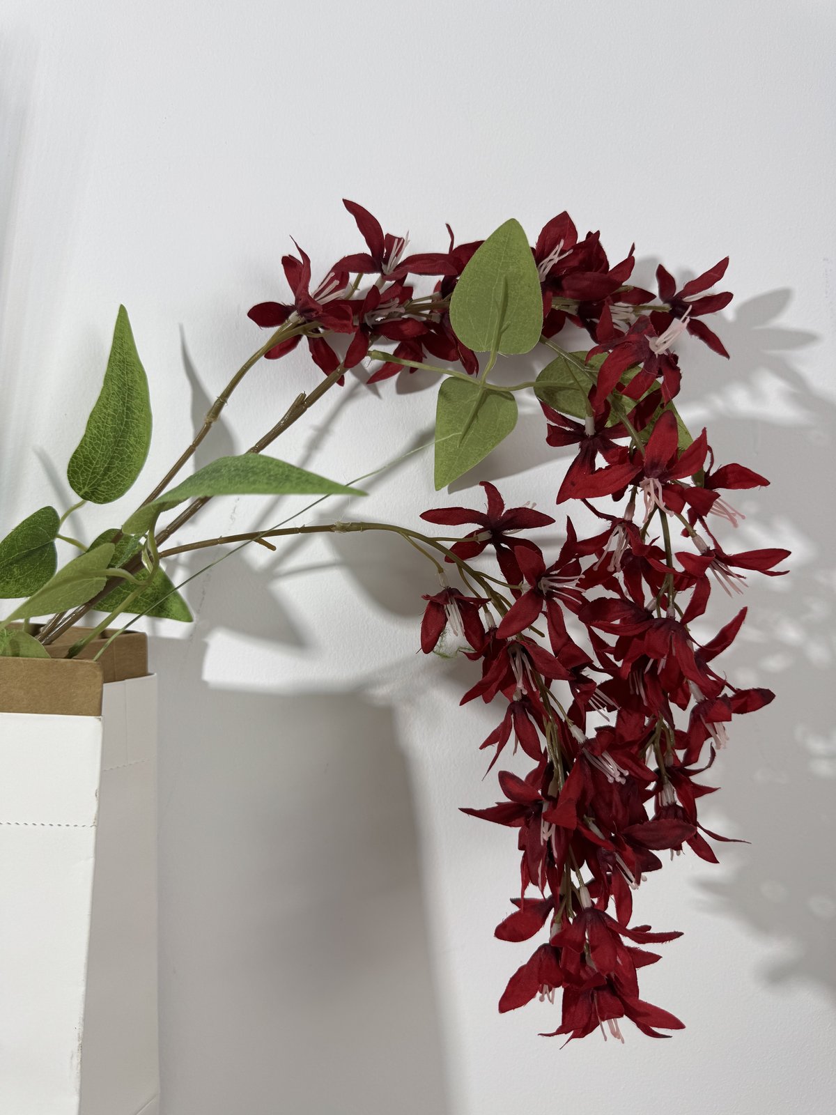 Floare orhidee artificiala cu tija, 85 cm, bordo, Ruyidecor