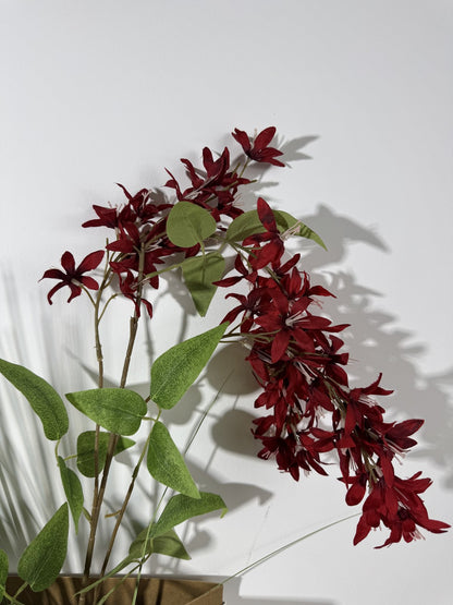 Floare orhidee artificiala cu tija, 85 cm, bordo, Ruyidecor