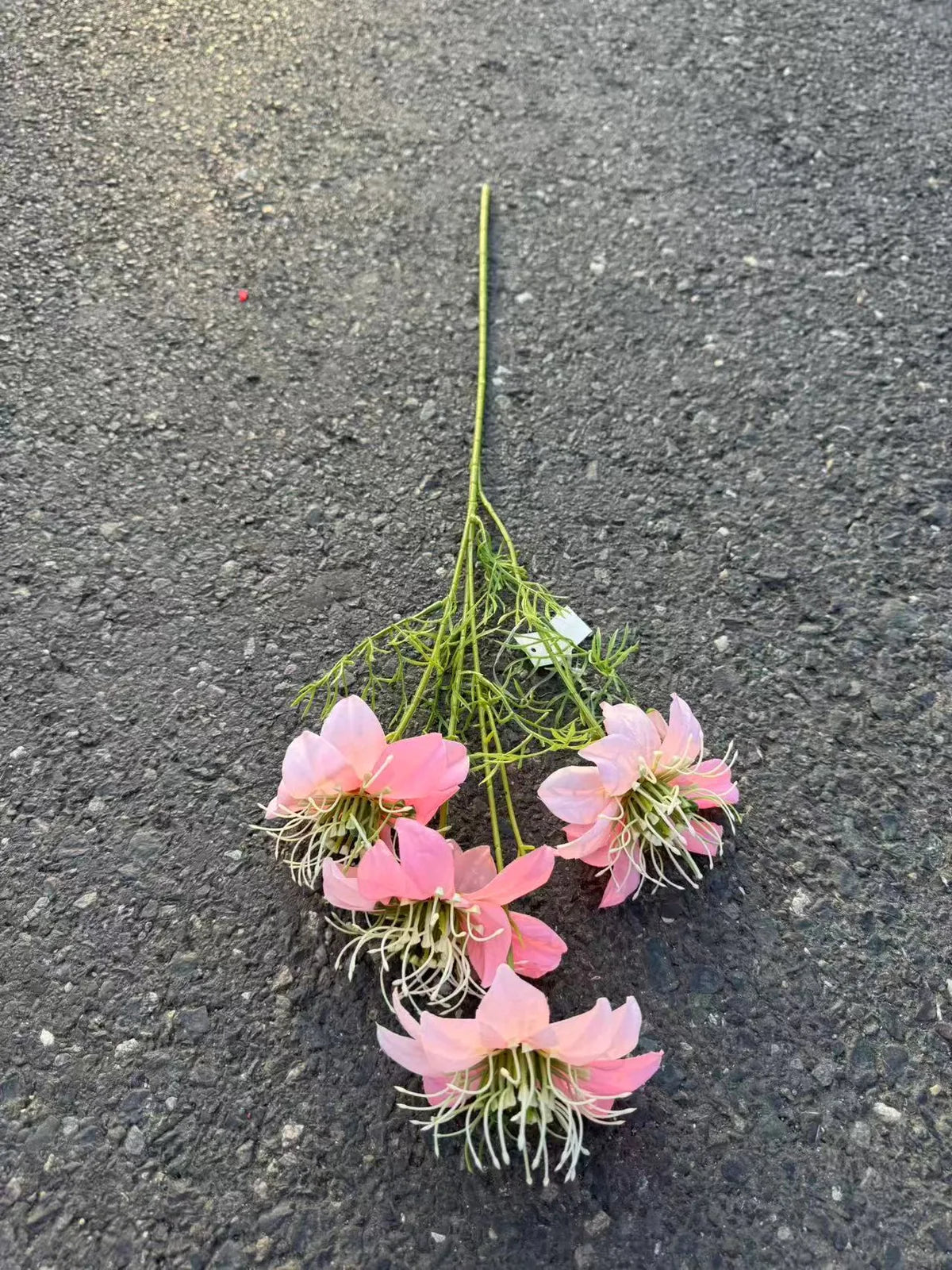 Floare pasiflora artificiala cu tija, 4 flori, 60 cm, roz, Ruyidecor