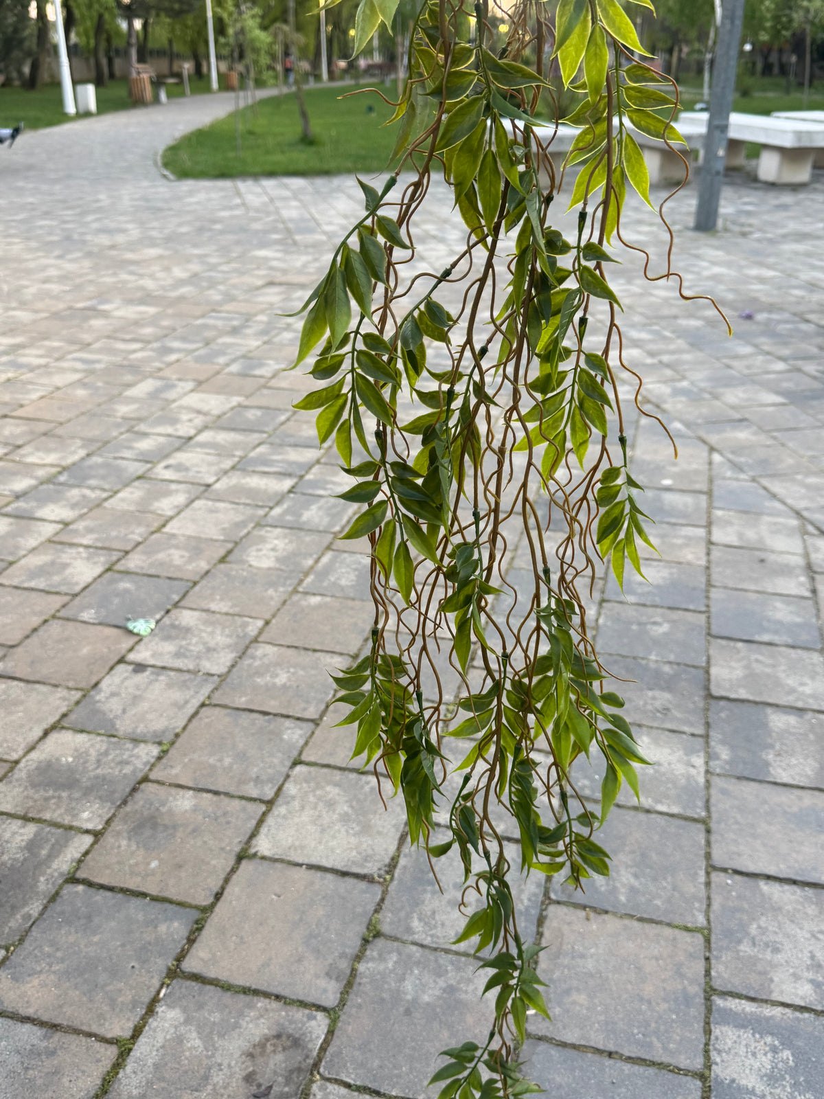 Ghirlanda artificiala cu frunze lanceolate si ramuri ondulate, 120 cm, Ruyidecor