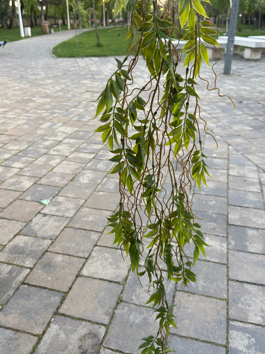 Ghirlanda artificiala cu frunze lanceolate si ramuri ondulate, 120 cm, Ruyidecor