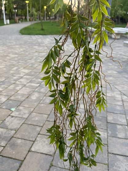 Ghirlanda artificiala cu frunze lanceolate si ramuri ondulate, 120 cm, Ruyidecor
