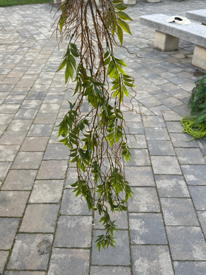 Ghirlanda artificiala cu frunze lanceolate si ramuri ondulate, 120 cm, Ruyidecor