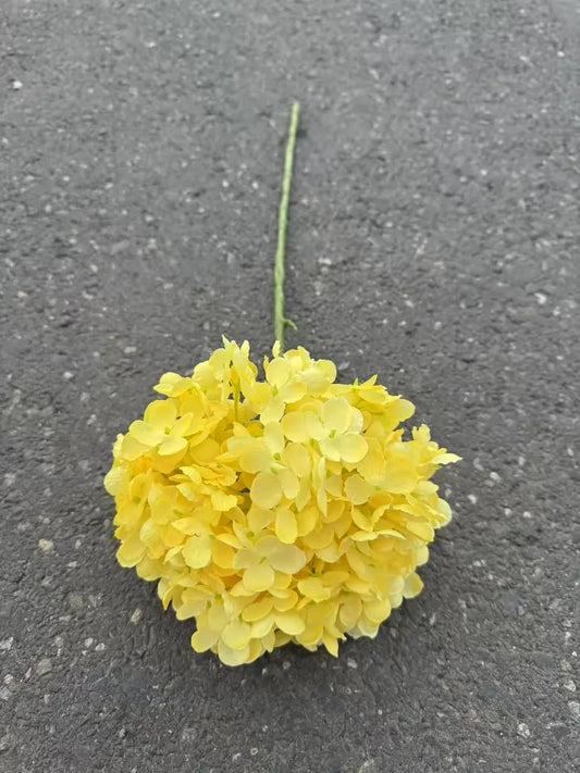 Hortensie artificiala cu tija, 85 cm, galben, Ruyidecor