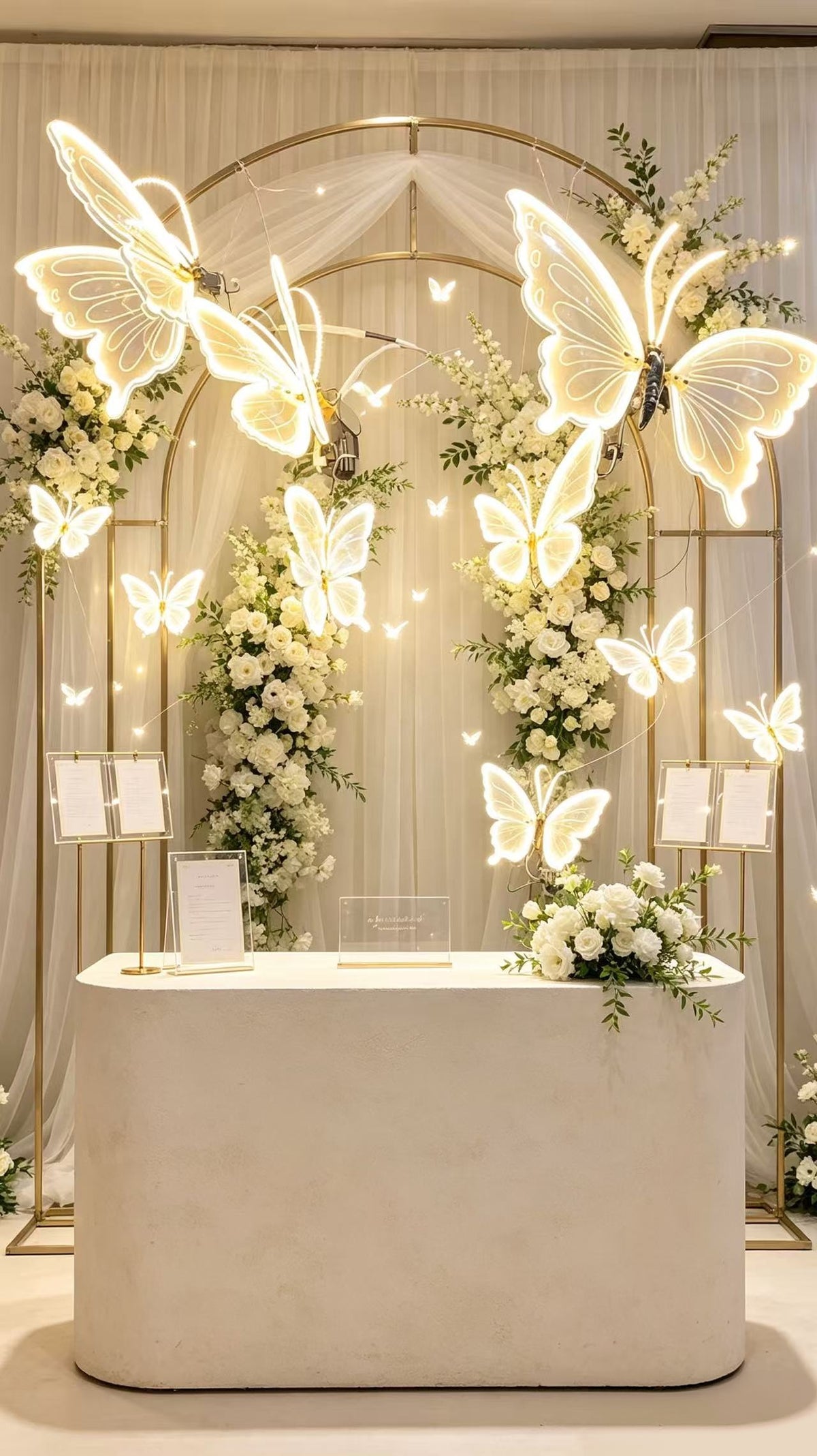 Fluture luminos LED decorativ, pentru evenimente, lumină caldă, 45/60 cm cu suport