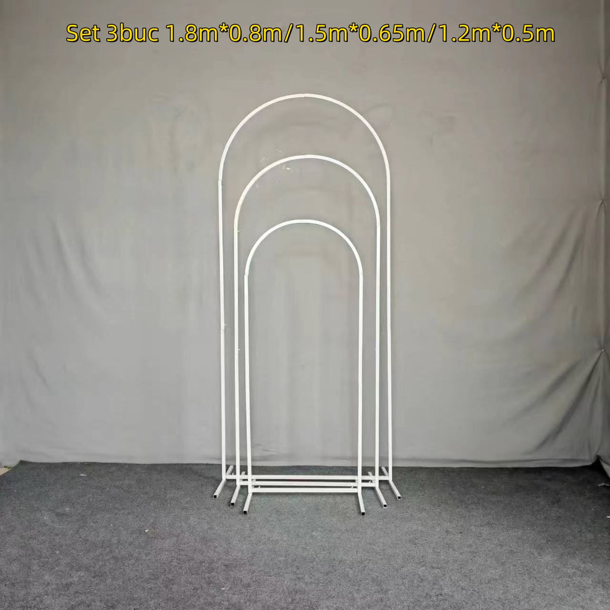 Set 3 Arcade Metalice ALBE pentru Evenimente, 180x80 cm/150x65 cm/120x50 cm