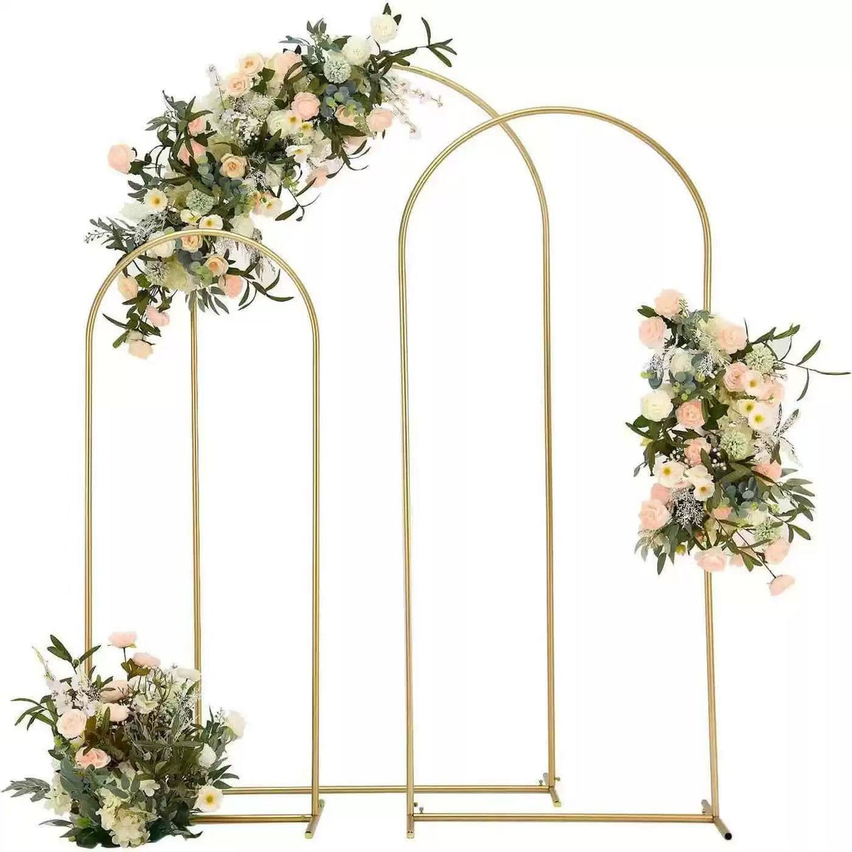 Set 3 Arcade Metalice Aurii pentru Evenimente, 180x80 cm/150x65 cm/120x50 cm