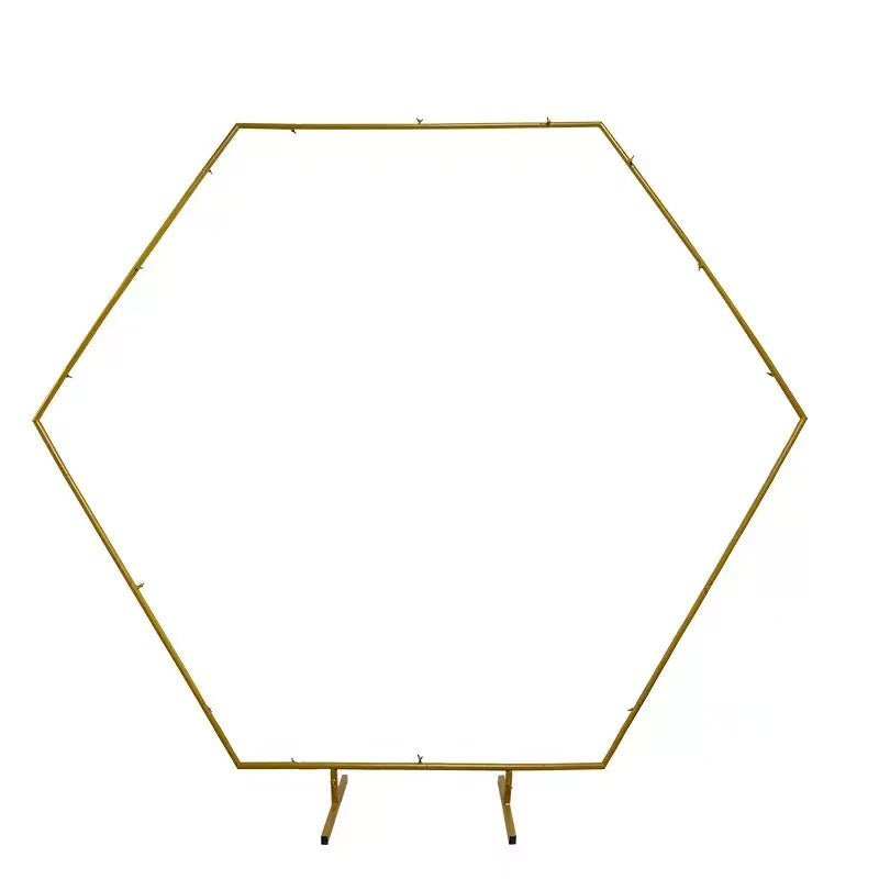 Arc Hexagonal Metalic Aurit pentru Evenimente, 180 cm x 200 cm