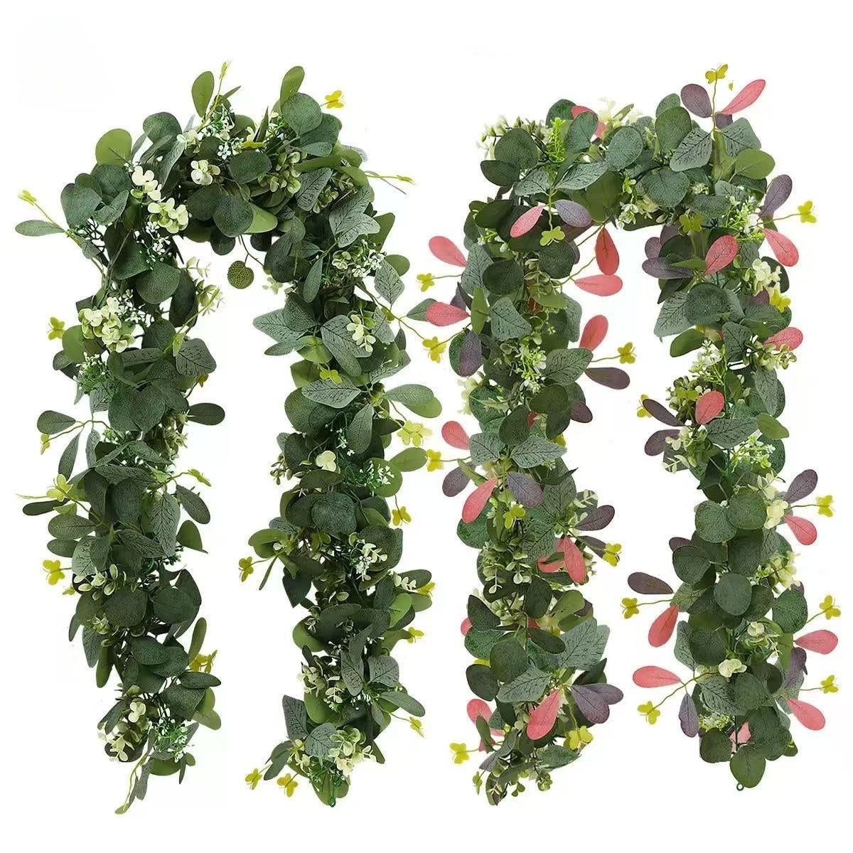 Ghirlanda Artificiala cu Frunze si Flori, 1.9m, decor natural pentru Interior, evenimente sau terase