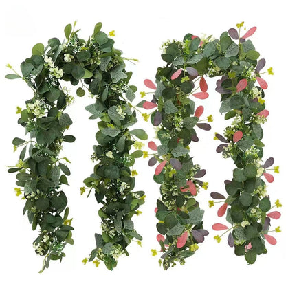 Ghirlanda Artificiala cu Frunze si Flori, 1.9m, decor natural pentru Interior, evenimente sau terase